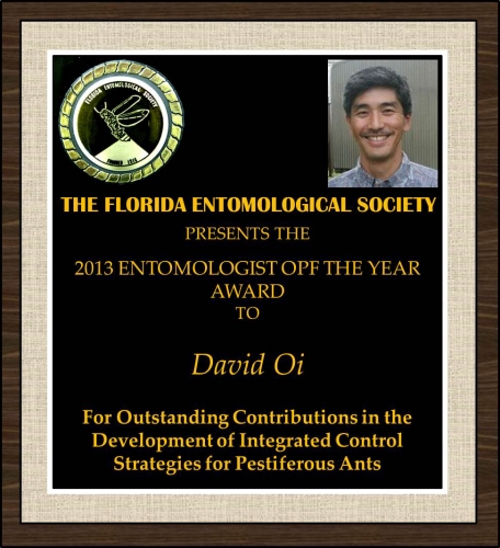 David Oi wins 2013 FES Entomologist of the year award Award