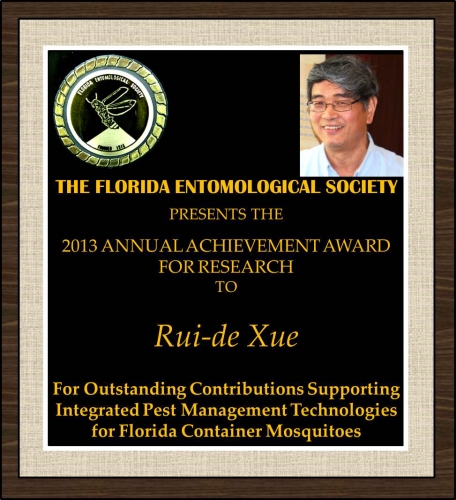 Rui-de Xue receives the 2013 FES Award for Research
